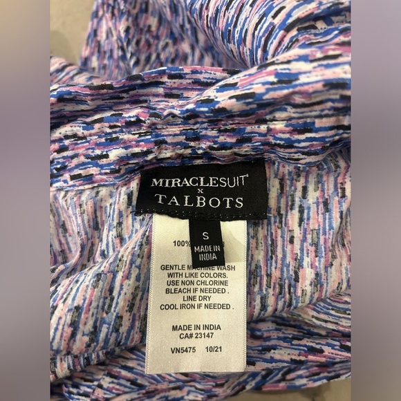 MiracleSuit X Talbots Swim Coverup Button Down Tunic Top Women’s Small Blue - Picture 3 of 8